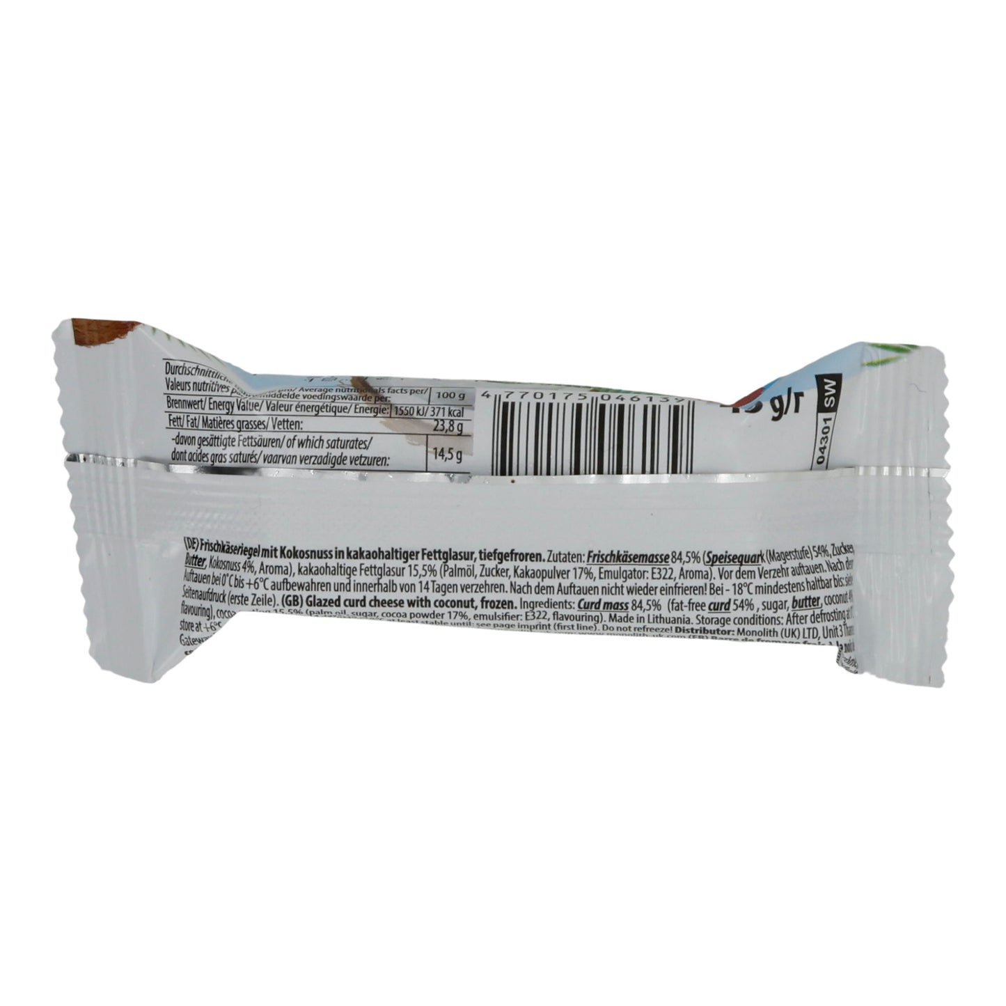 Barretta di formaggio fresco Schwinn | Con cocco | Surgelata | 45 g