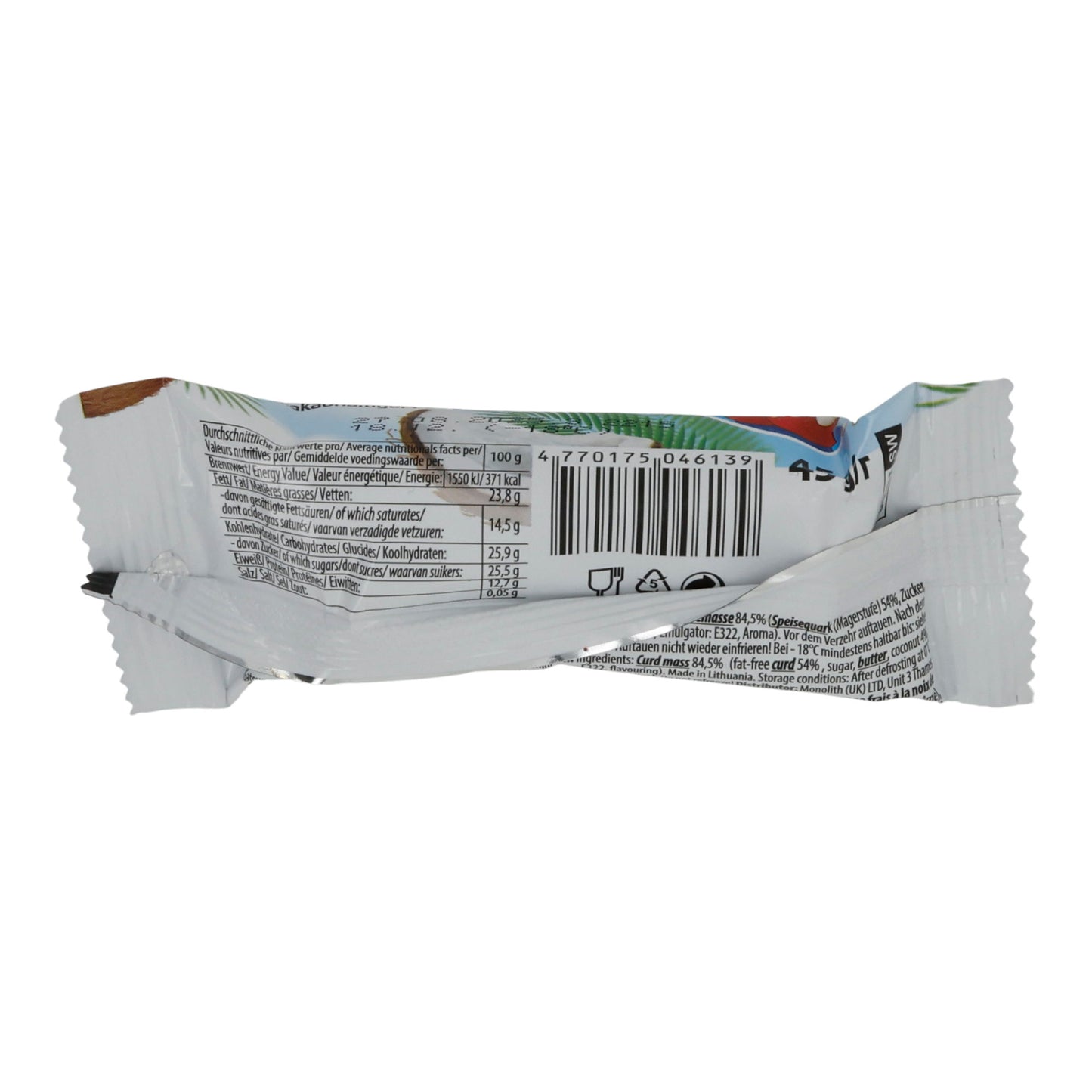 Barretta di formaggio fresco Schwinn | Con cocco | Surgelata | 45 g