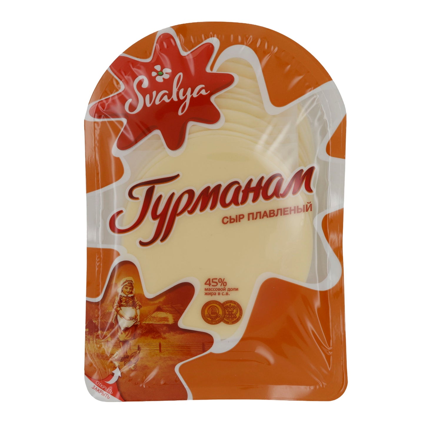 Formaggio fuso Svalya Gurmanam | Formaggio fuso | Gusto cremoso per un uso versatile | 180 g a fette