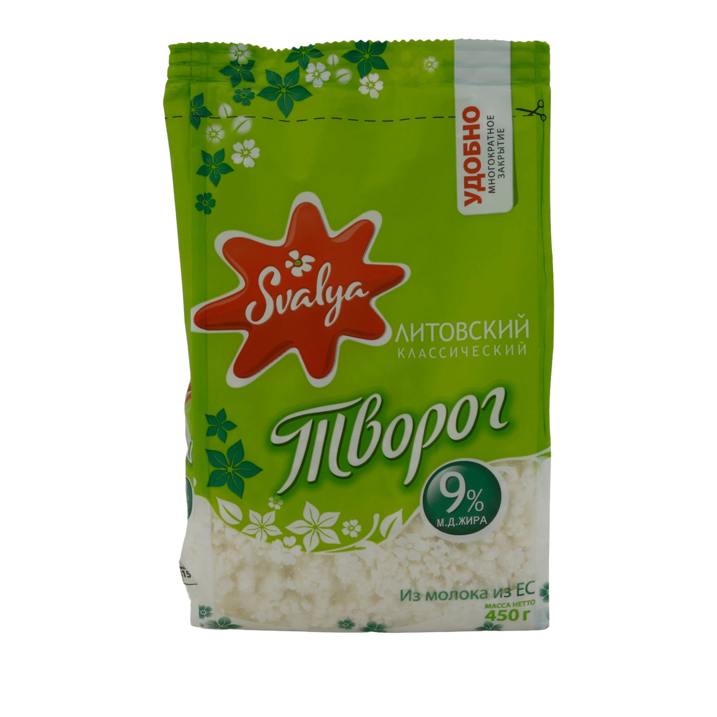 Formaggio fresco Svalya Tvorog lituano | Classico granuloso | 9 % grassi | 450 g
