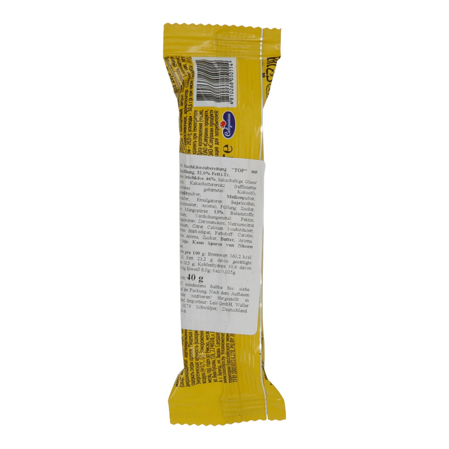 Snack TOP Syrók | Frischkäse-Snack Mango | Mit Mangofüllung & Schokoladenüberzug | 40 g