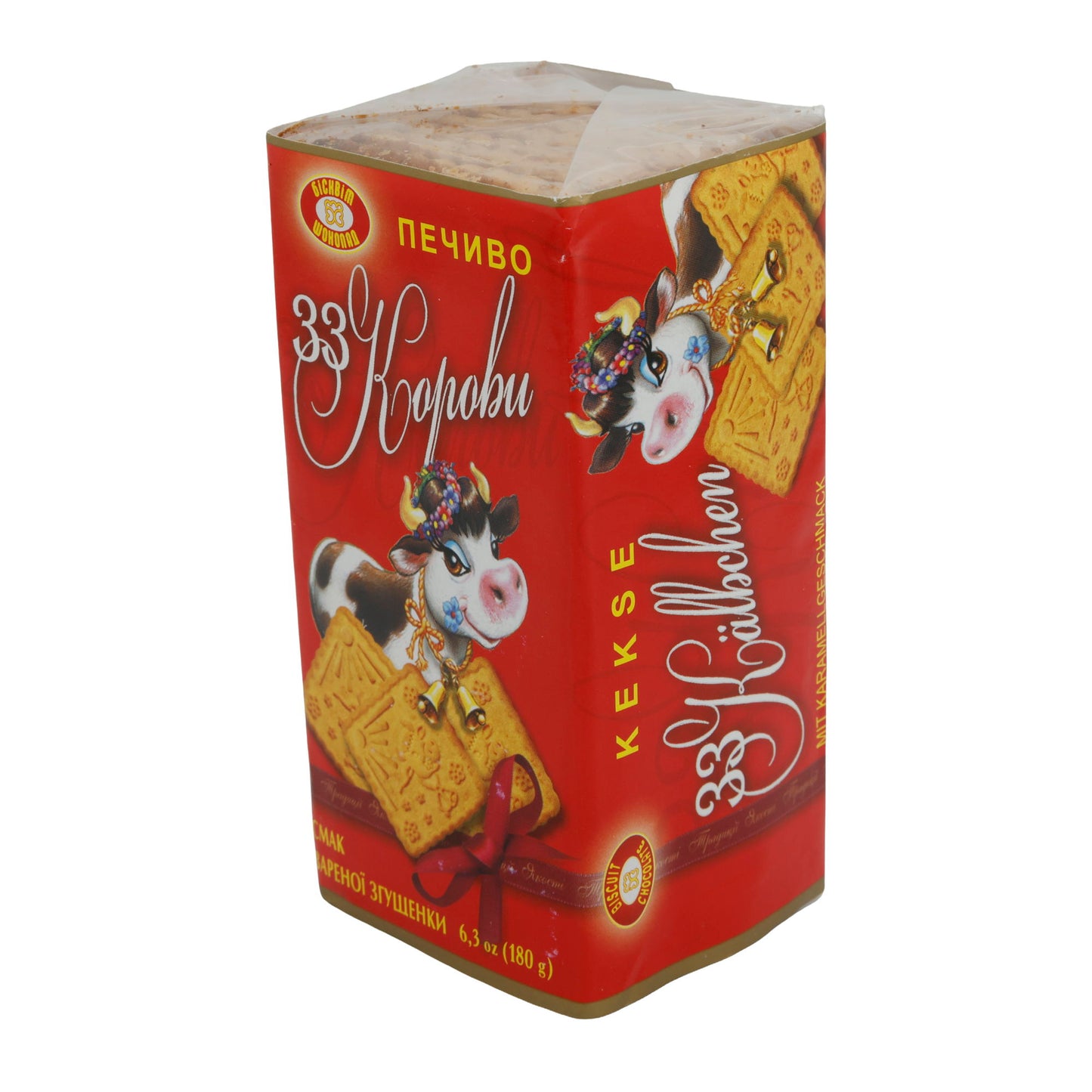 Biscotti Biskvit Cioccolato | 33 Korovy | Con gusto di caramello dall'Ucraina | 180 g