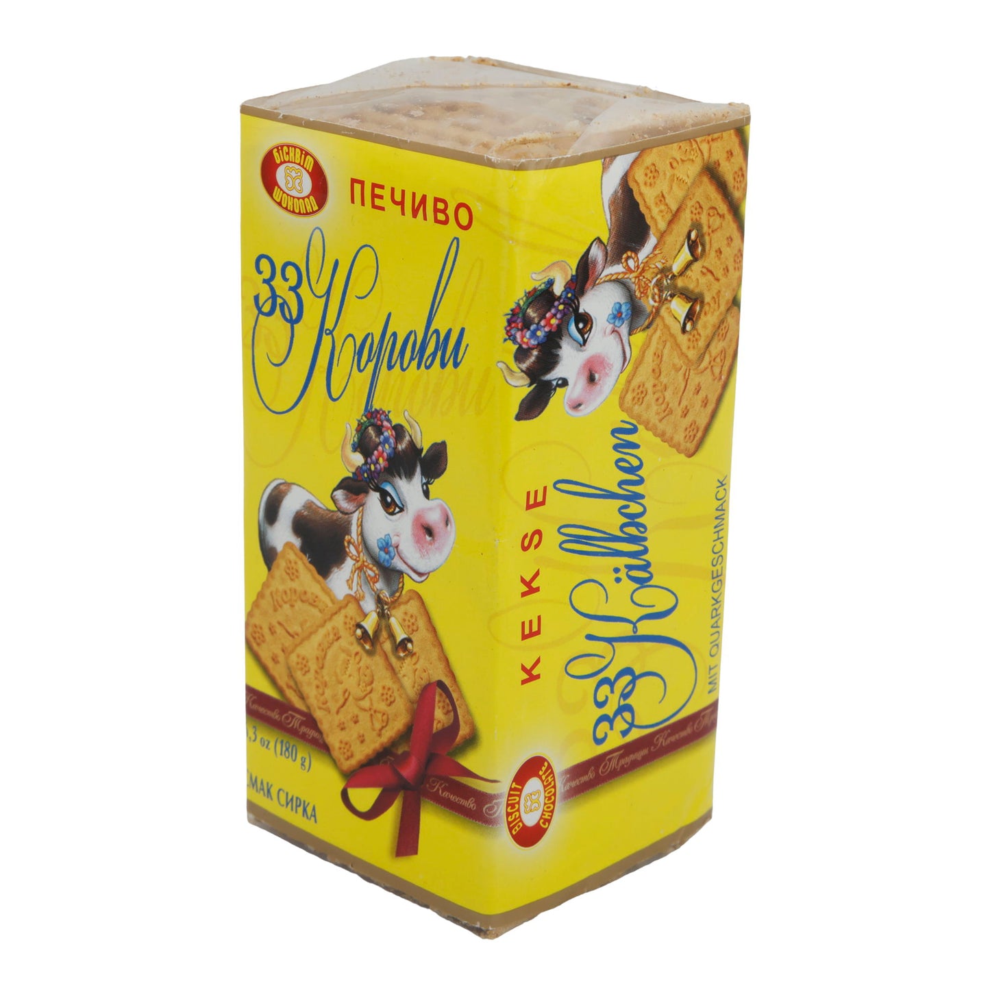 Kekse Biskvit Shokolad 33 Korovy | Quarkgeschmack-Kekse | Aus der Ukraine | 180 g
