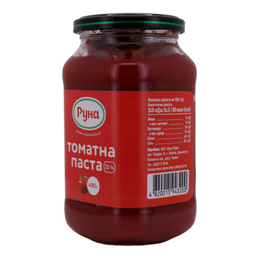 Tomatenpaste Runa | 25 % trockene Substanzen | Hochwertiges Tomatenmark aus der Ukraine | 490 g