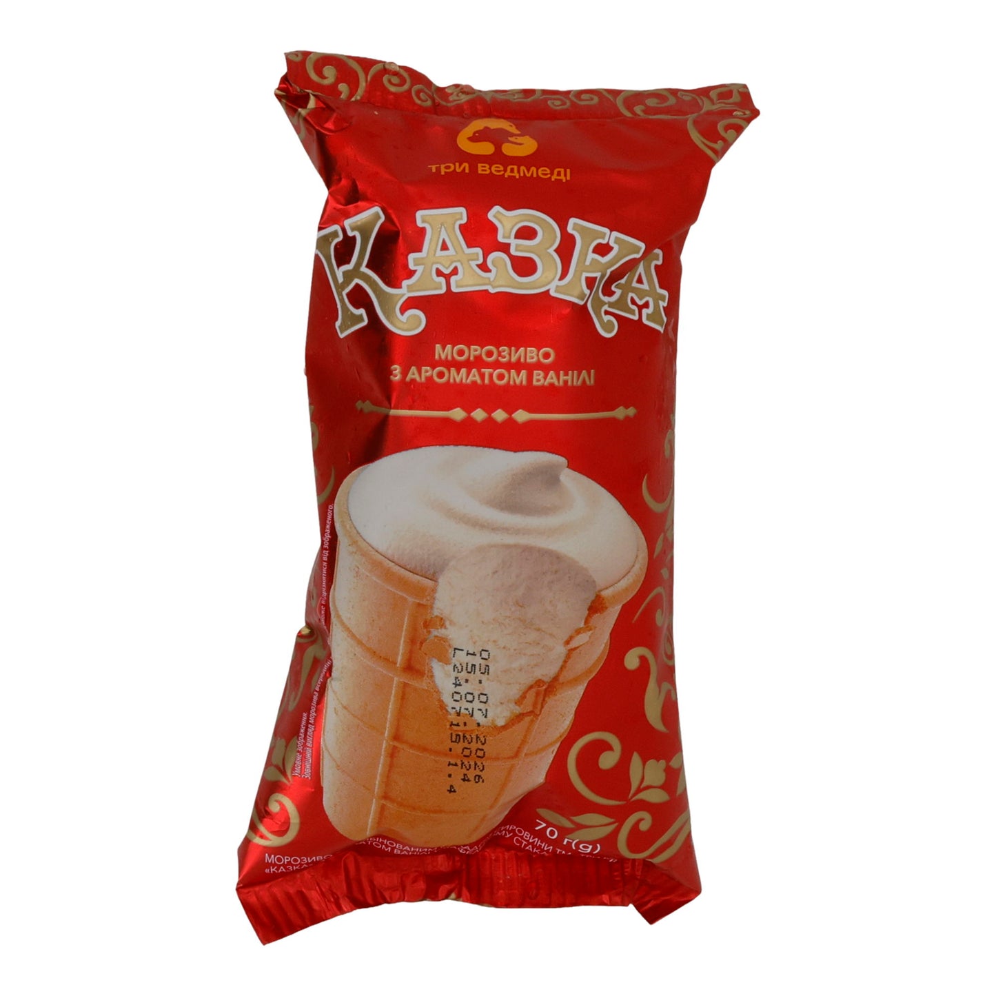 Eis Kazka | Con aroma di vaniglia | Gelato alla cialda cremoso, gusto classico | 70 g / 150 ml