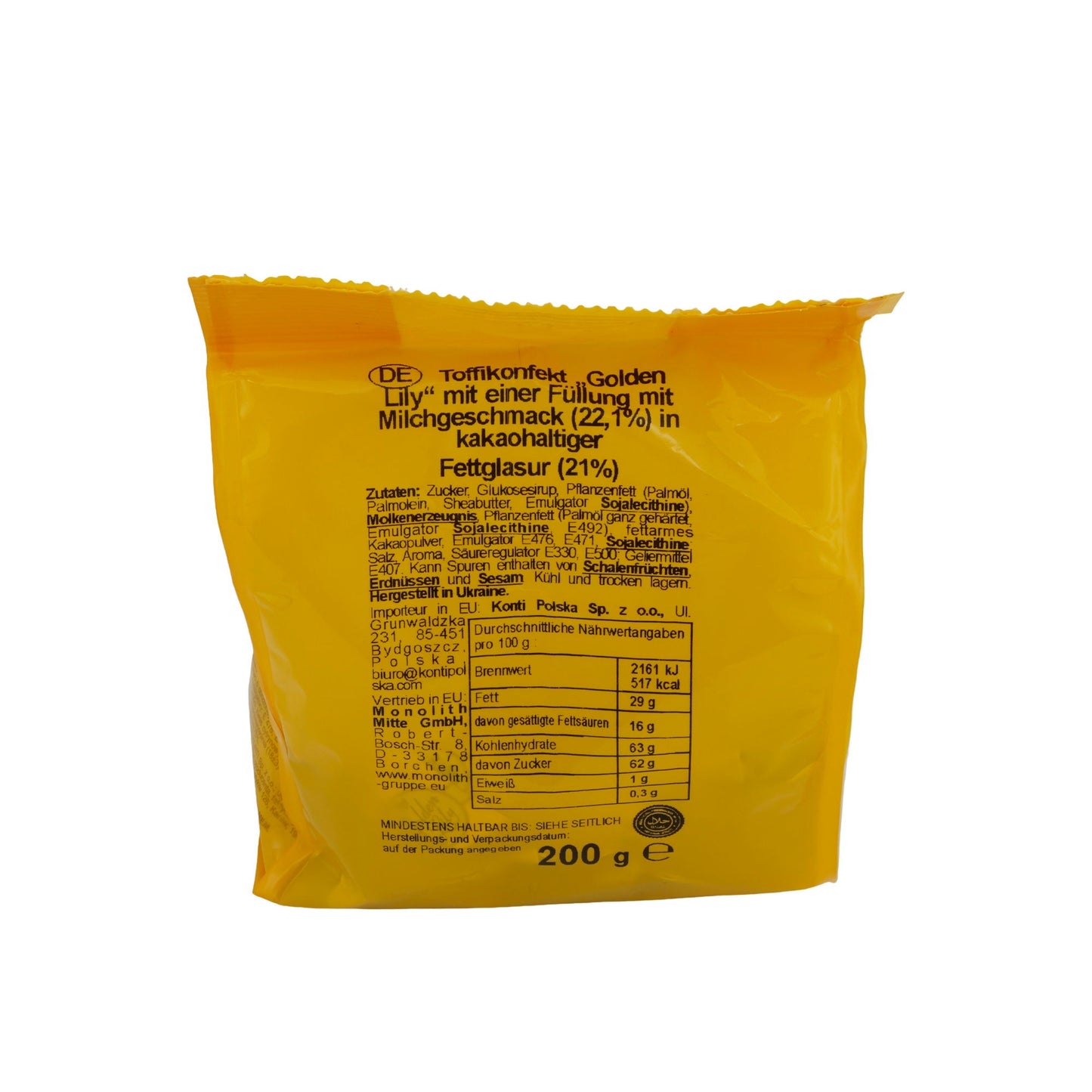 Toffees Golden Lily | Süßigkeit | Zartschmelzend, mit Milchfüllung | 200g