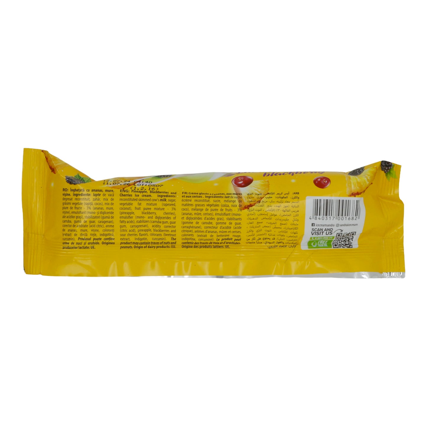 Eis Sandra | Tornado Ananas-Ciliegia | Gelato alla frutta su stecco, effetto spirale | 70 g / 120 ml