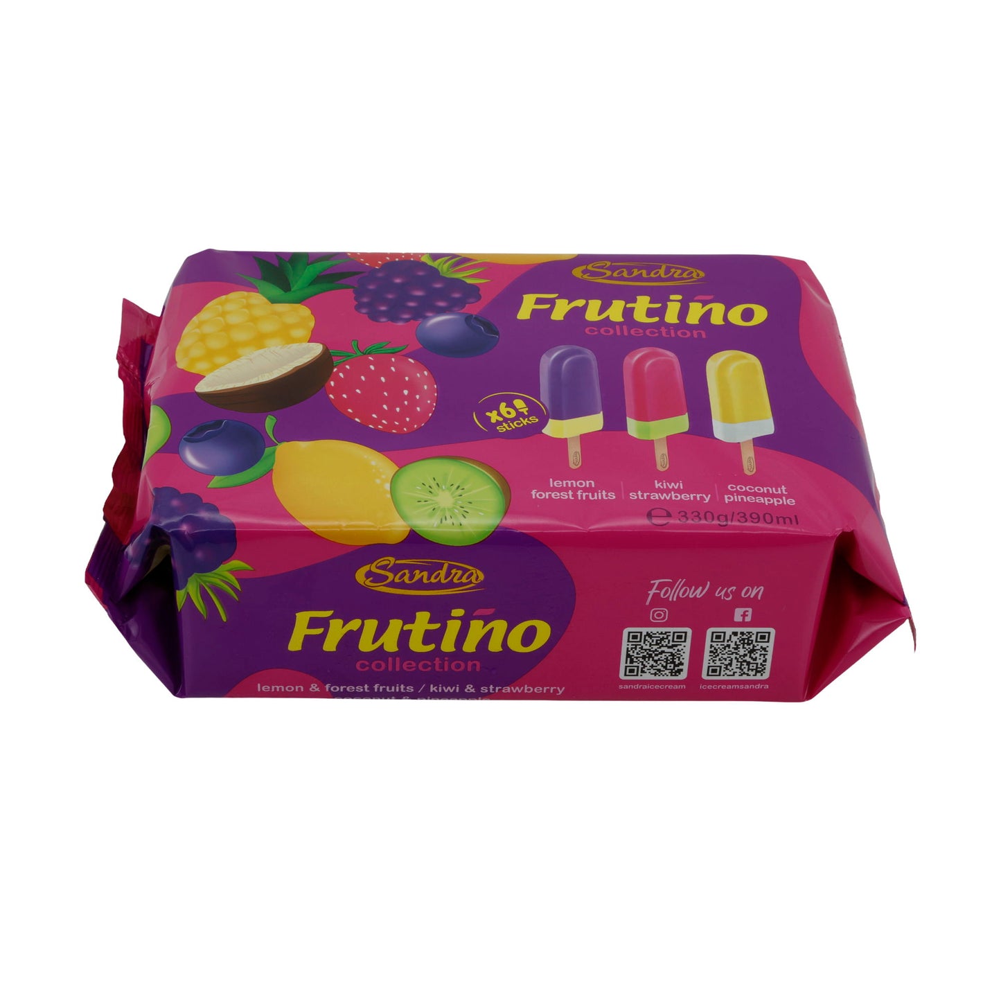 Eis Sandra | Collezione Frutino | Gelato alla frutta su stecco, 3 gusti | 330 g / 390 ml