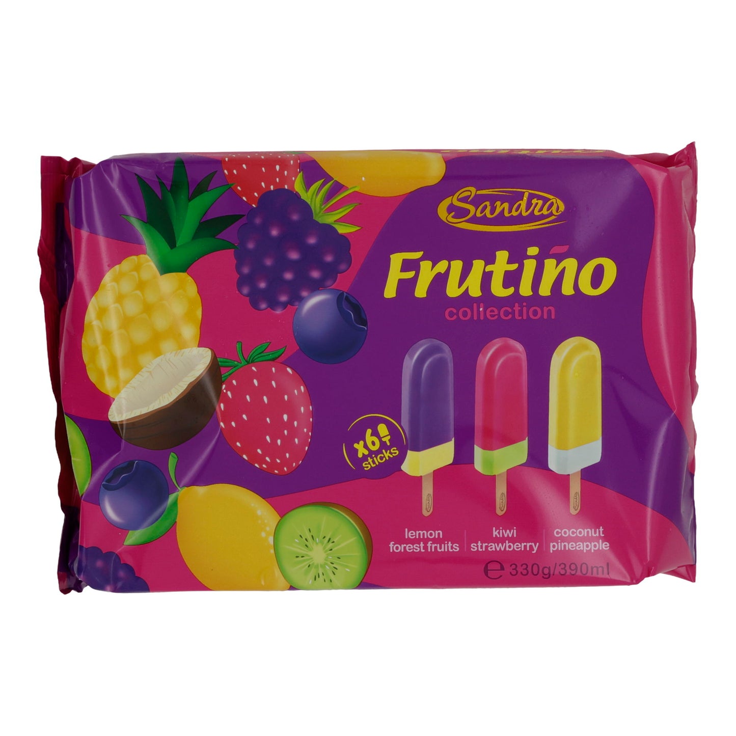 Eis Sandra | Collezione Frutino | Gelato alla frutta su stecco, 3 gusti | 330 g / 390 ml