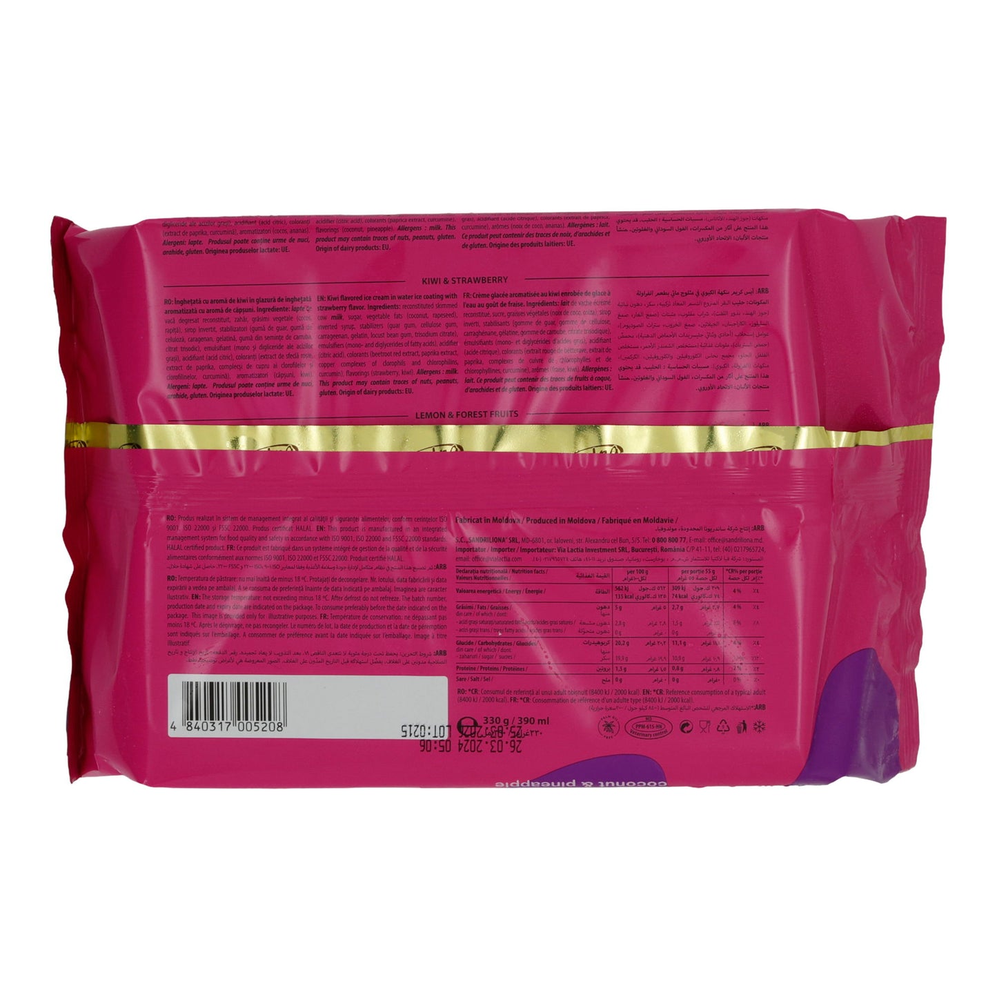 Eis Sandra | Collezione Frutino | Gelato alla frutta su stecco, 3 gusti | 330 g / 390 ml