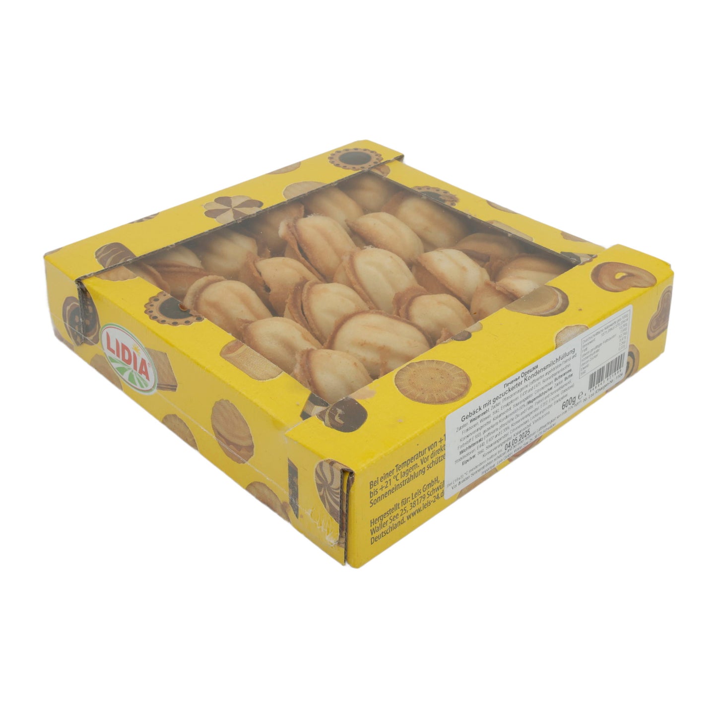 Gebäck Lidia „Oreschki“ | Klassische russische Kekse | Mit gezuckerter Kondensmilchfüllung | 600 g
