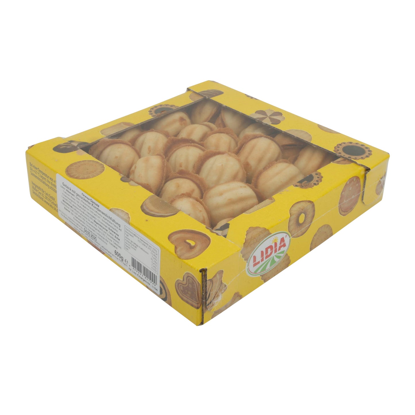 Gebäck Lidia „Oreschki“ | Klassische russische Kekse | Mit gezuckerter Kondensmilchfüllung | 600 g
