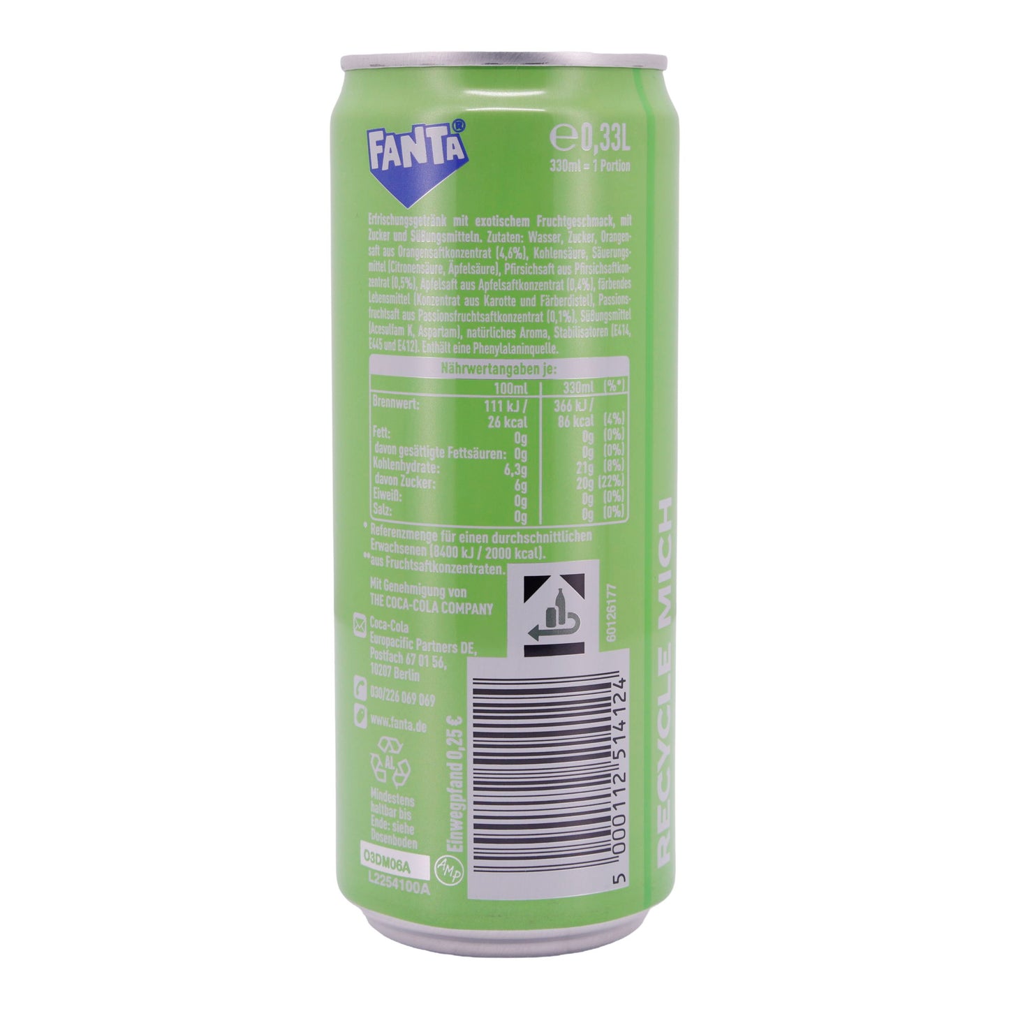 Erfrischungsgetränk Fanta Exotic | Getränk | tropischer Fruchtgenuss in Dose | 0,33 l