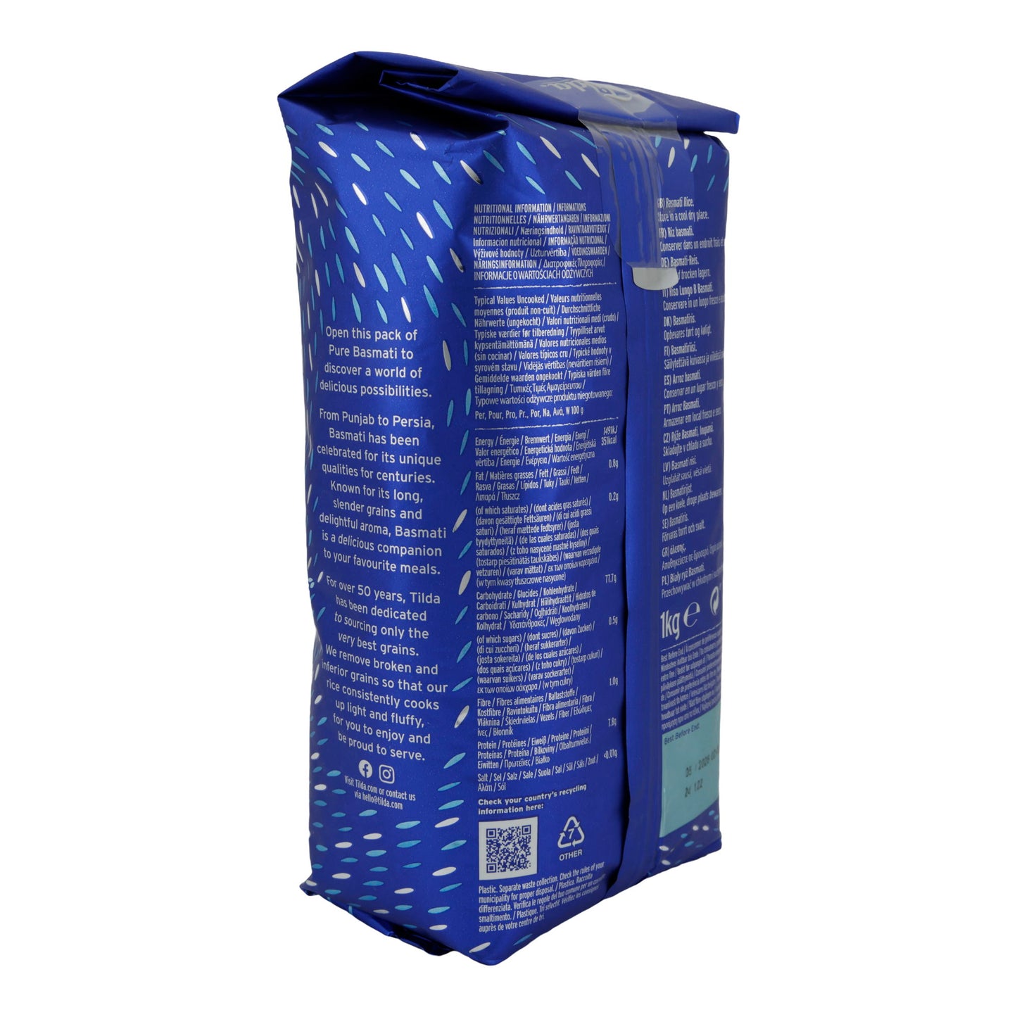 Riz Tilda | Riz Basmati Pur Original | Aromatique, sans gluten, parfait pour des plats raffinés | 1 kg