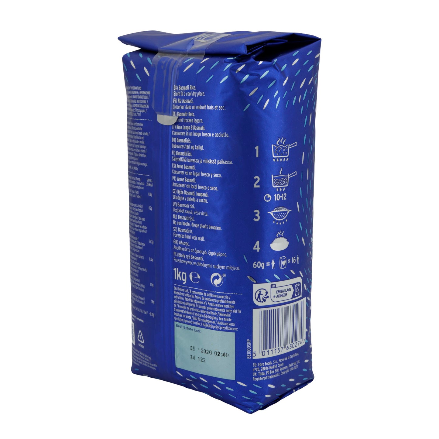 Riz Tilda | Riz Basmati Pur Original | Aromatique, sans gluten, parfait pour des plats raffinés | 1 kg