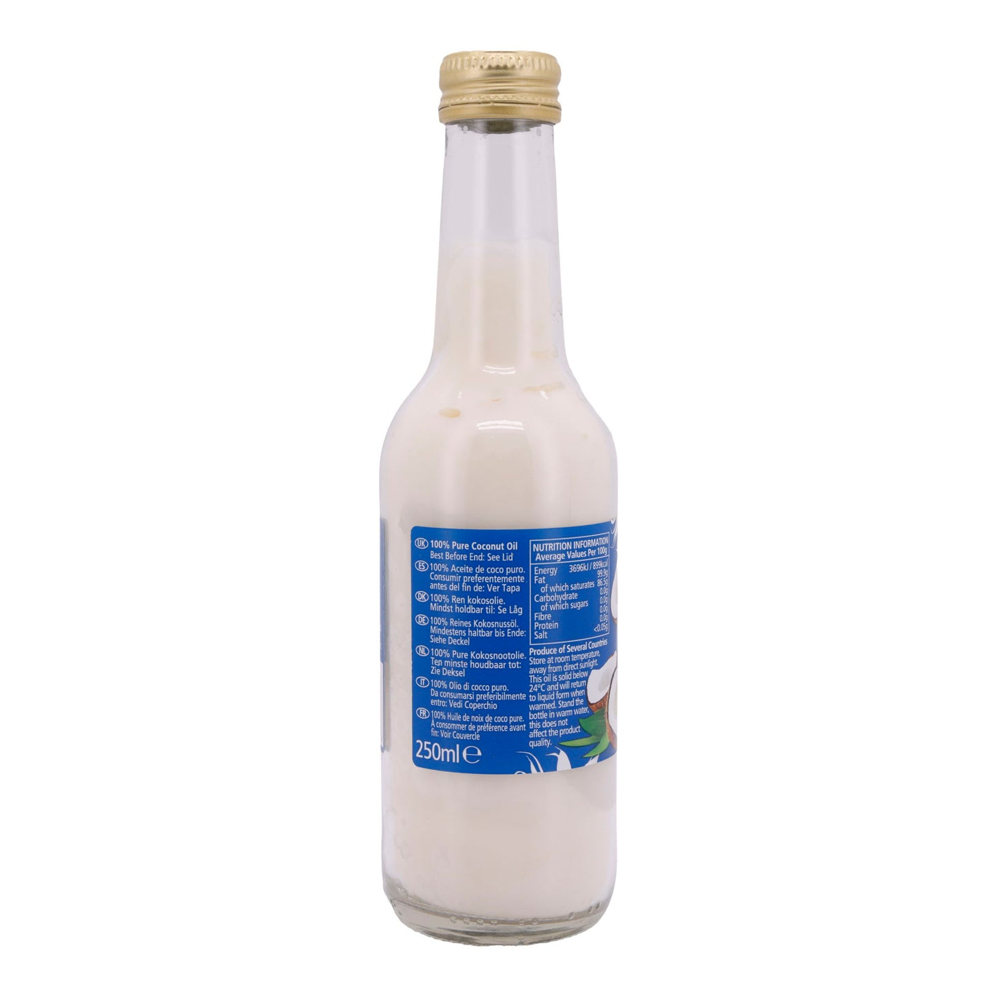 Kokosolie KTC | 100% Pure Kokosolie | Hoogwaardig, geurloos | 250 ml