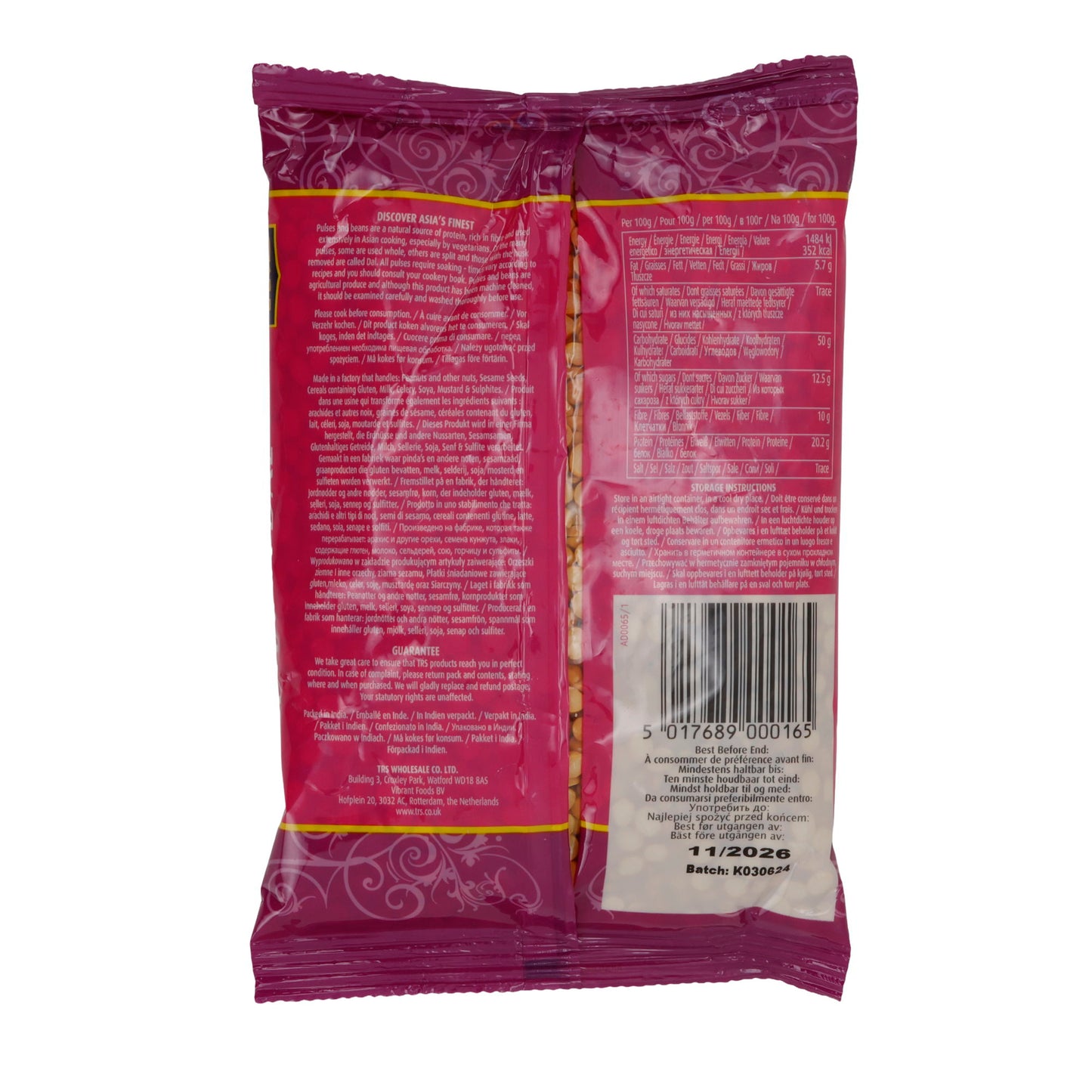 Pois chiches TRS Chana Dal | Légumineuses | Petits pois chiches fendus | Paquet de 500 g