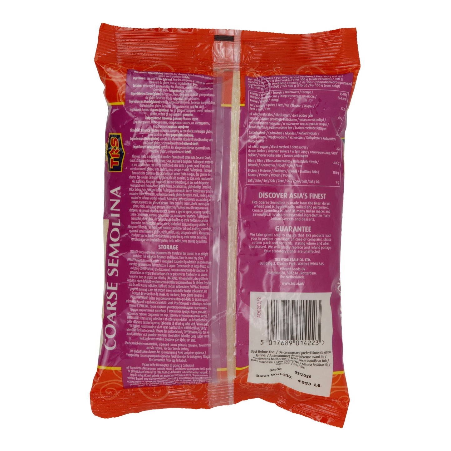Semolina TRS Coarse Semolina | grober Hartweizengrieß | Mehl | 500 g Packung TRS