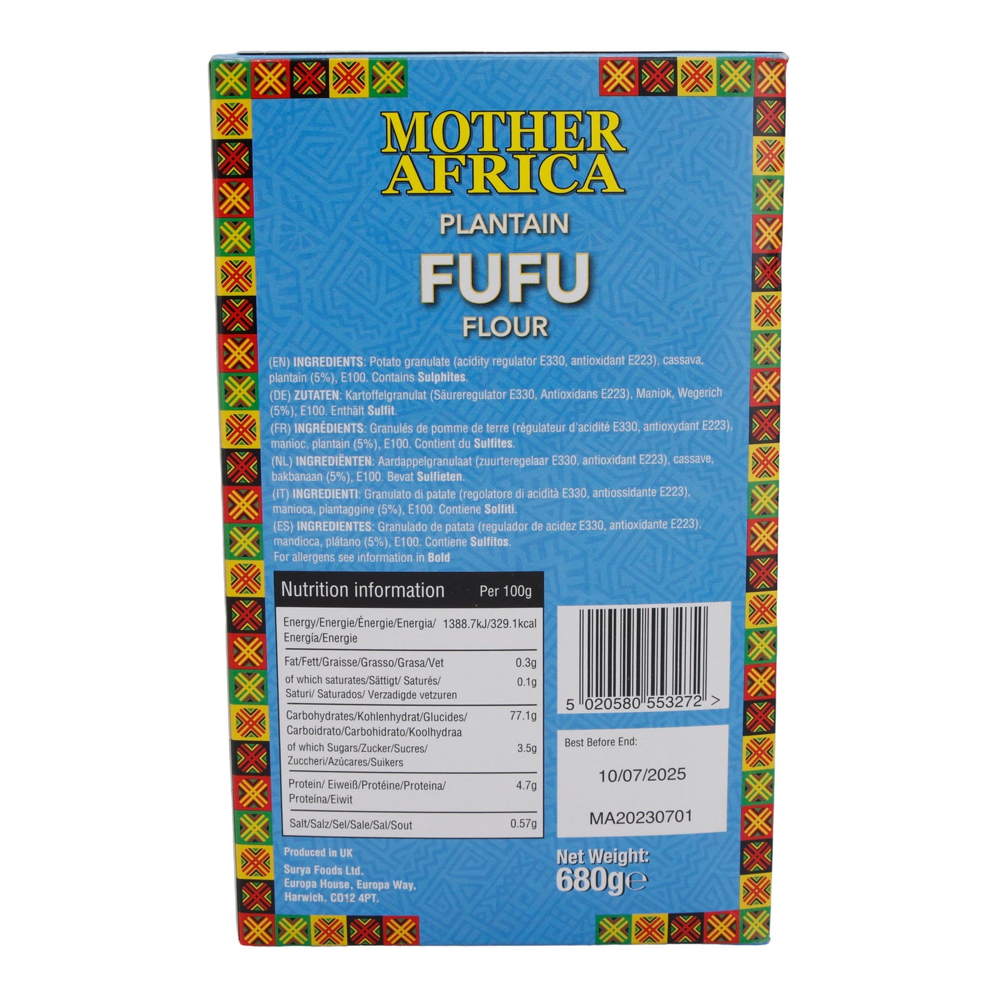 Plantain Fufu Flour Mother Africa | Glutenfreies Mehl | Für Fufu-Zubereitung | 680 g