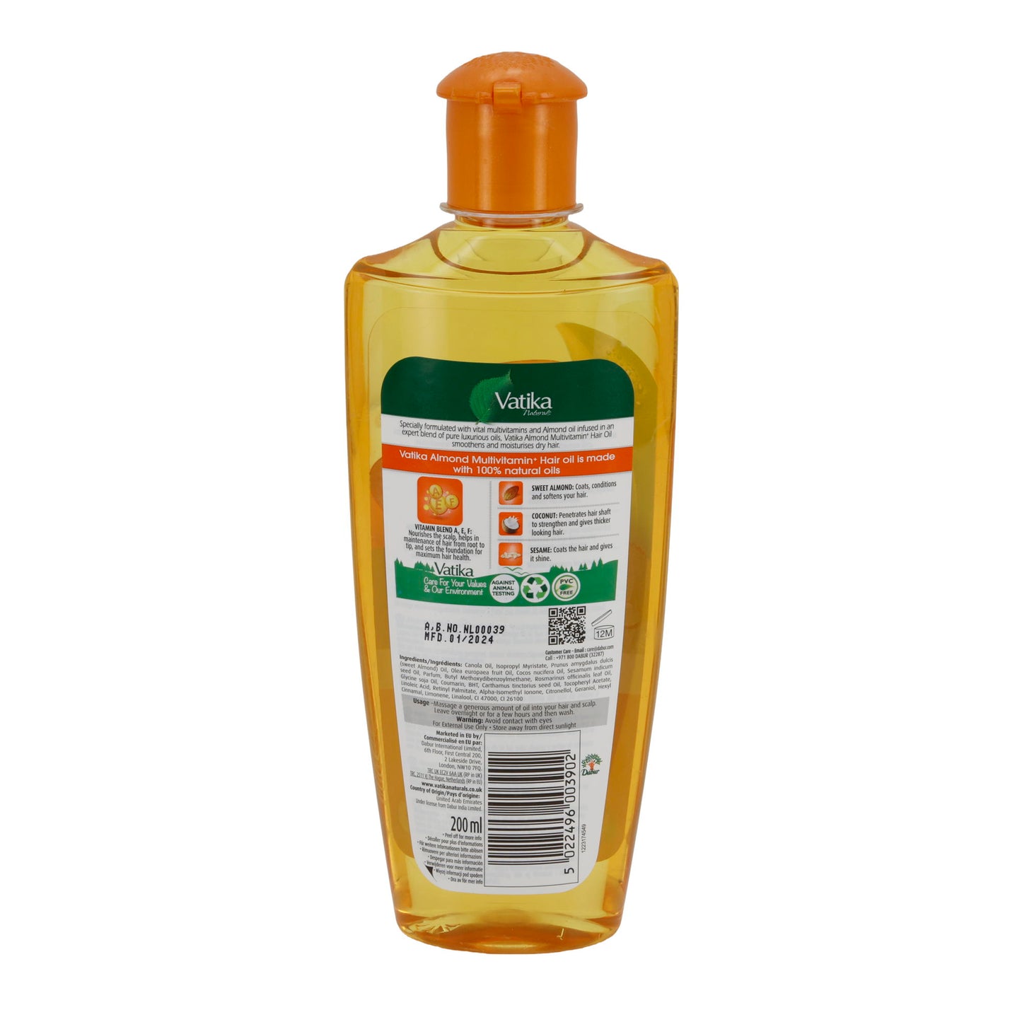 Haaröl Vatika Naturals Badem Saç Yağı | Yoğun Nemlendirme | 200 ml