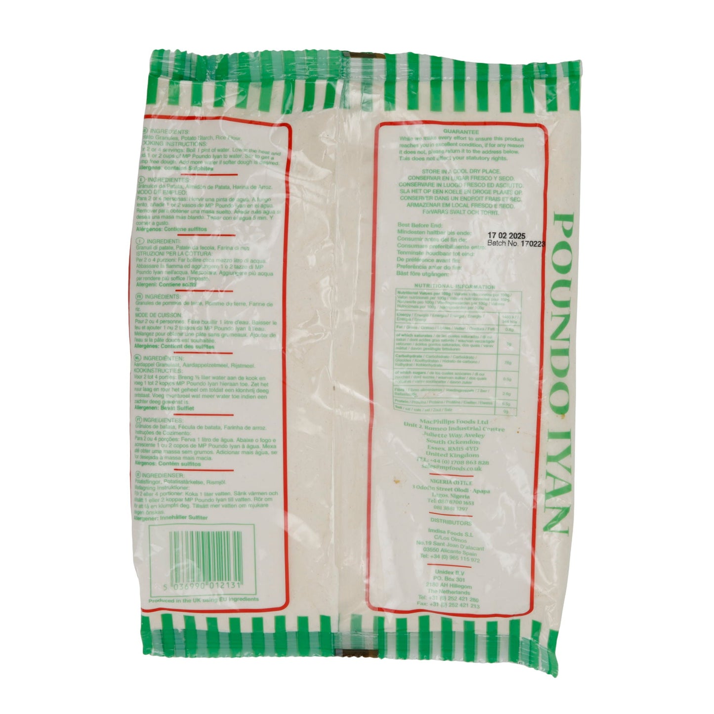Yammischung MP Poundo Iyan | Lebensmittel | zur schnellen Zubereitung von Pounded Yam | 91 kg Packung (2 lbs) MP
