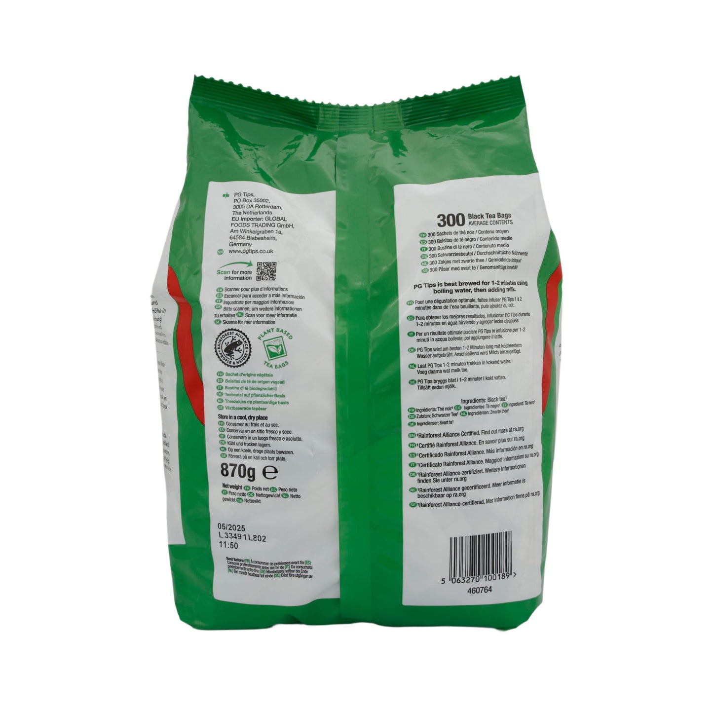 Tee PG Tips | Original Schwarzer Tee | 300 Teebeutel – Aromatisch für Ihre Teezeit | 870g