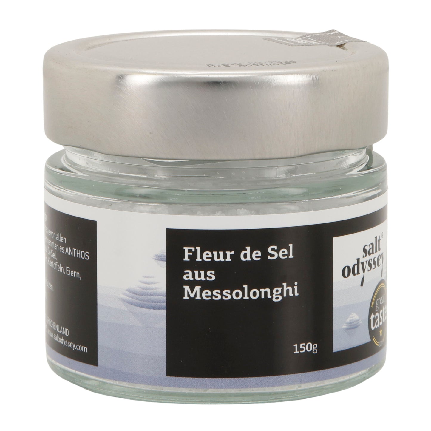 Fleur de Sel | Reines Meersalz aus Messolonghi | unraffiniert & naturbelassen | 150 g im Glas