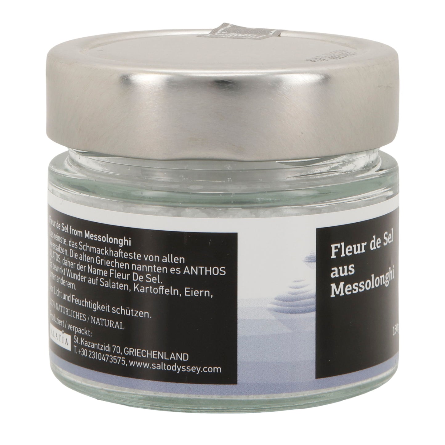 Fleur de Sel | Reines Meersalz aus Messolonghi | unraffiniert & naturbelassen | 150 g im Glas