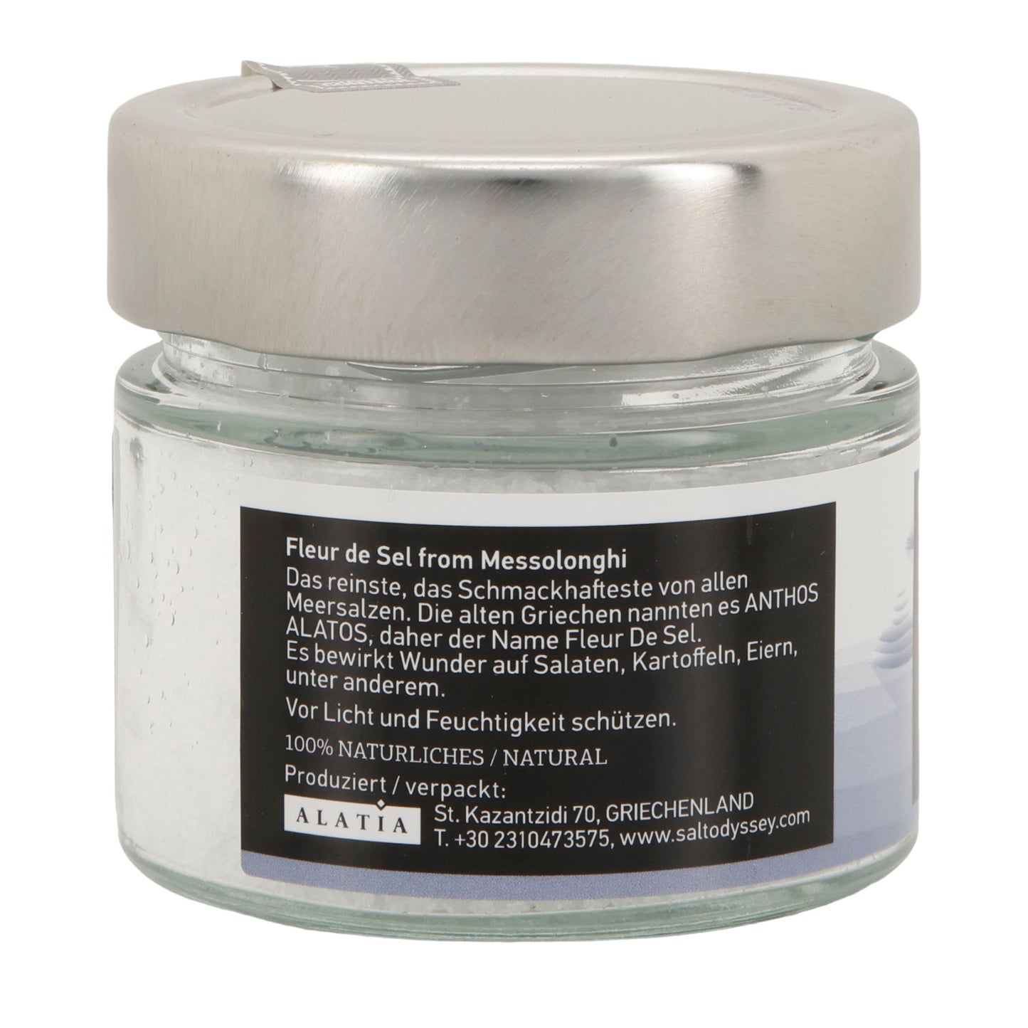 Fleur de Sel | Reines Meersalz aus Messolonghi | unraffiniert & naturbelassen | 150 g im Glas