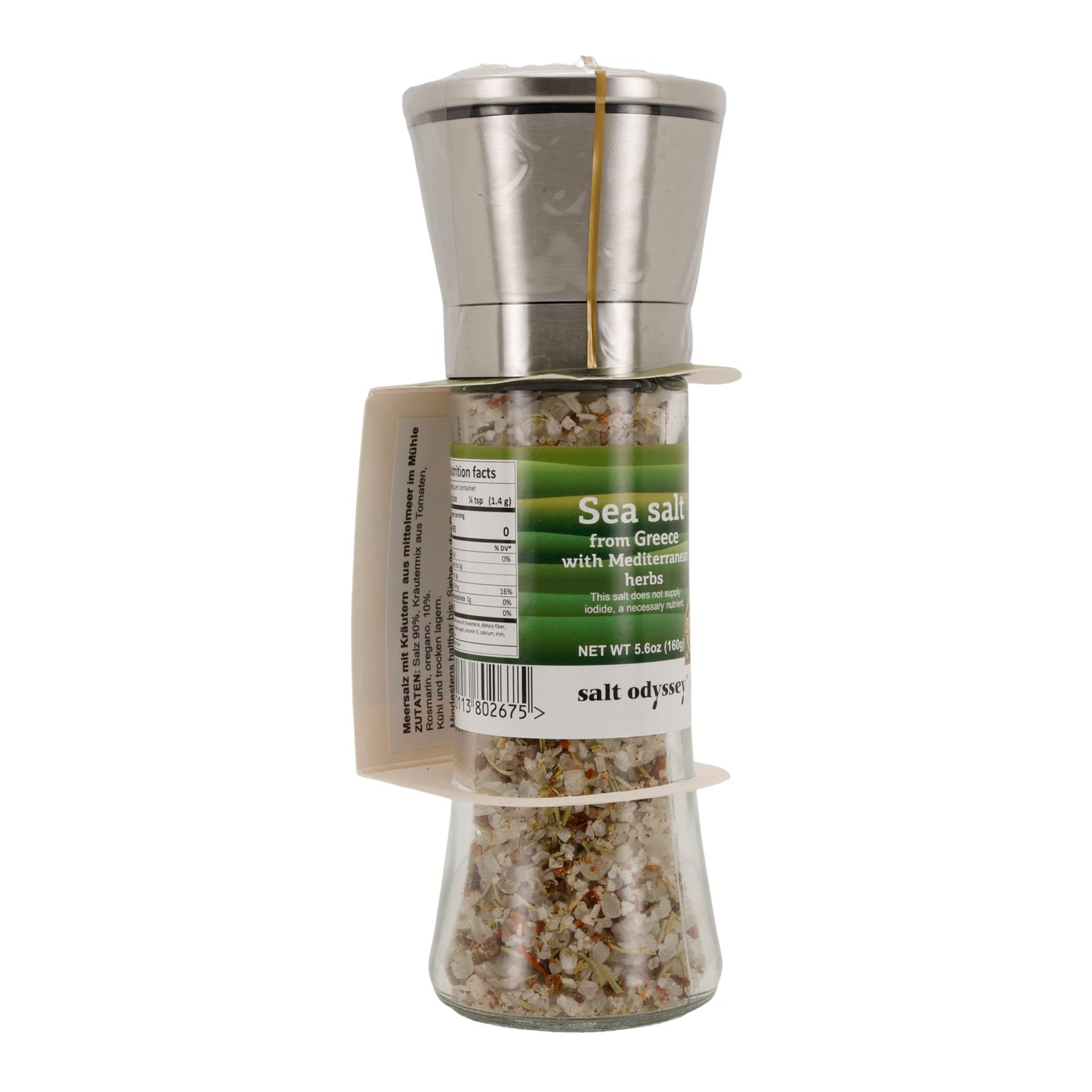 Gewürzmühle Salt Odyssey | Griechisches Meersalz mit mediterranen Kräutern | 160 g Mühle