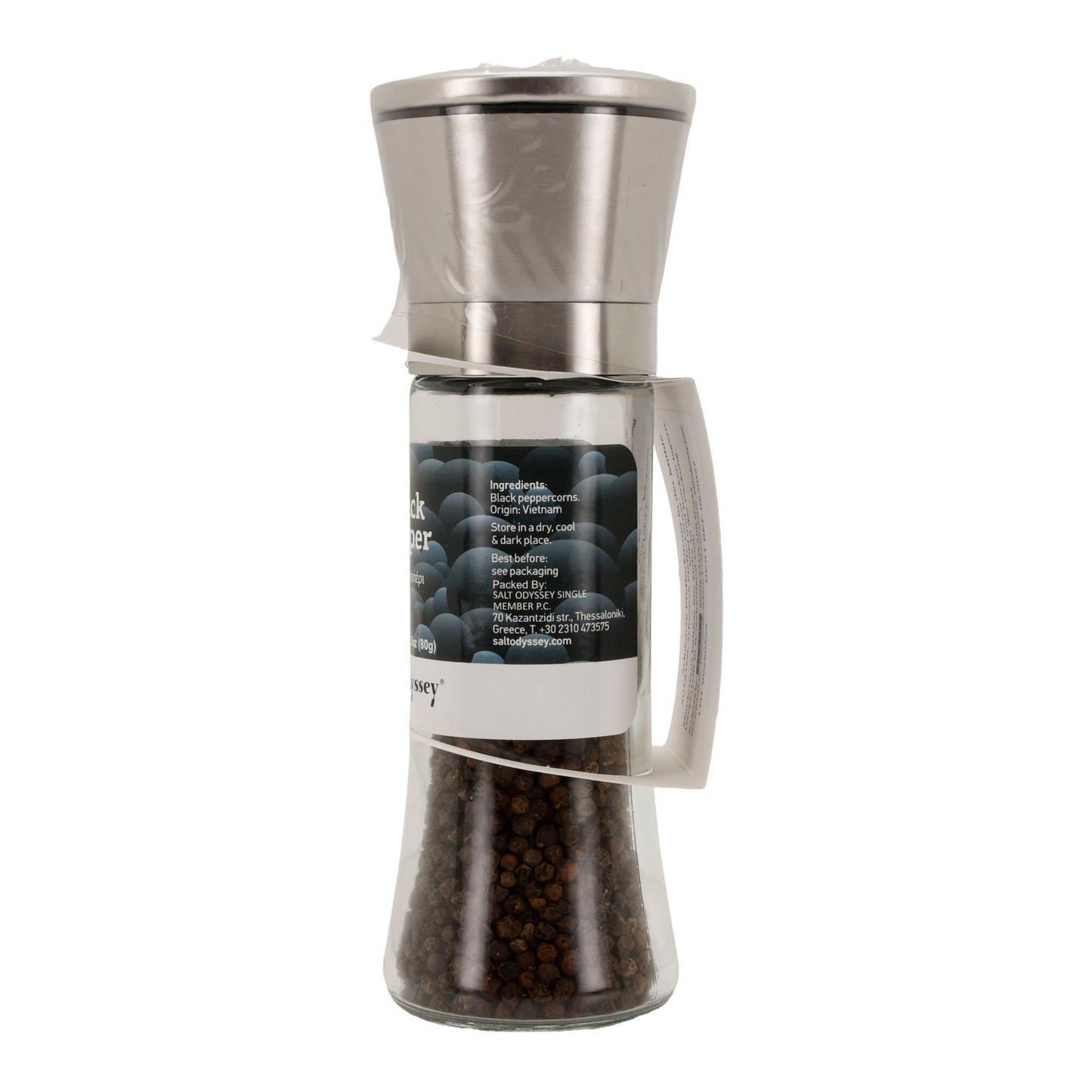 Pfeffermühle Salt Odyssey | Schwarzer Pfeffer ganz | Intensiv aromatisch | 80 g Mühle