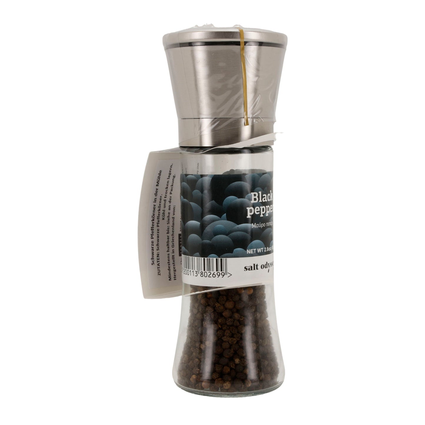 Pfeffermühle Salt Odyssey | Schwarzer Pfeffer ganz | Intensiv aromatisch | 80 g Mühle