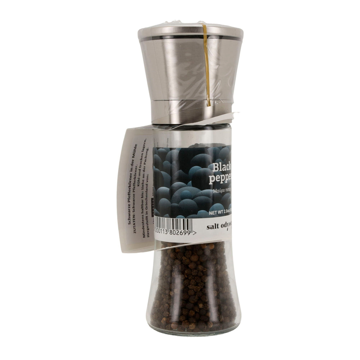 Pfeffermühle Salt Odyssey | Schwarzer Pfeffer ganz | Intensiv aromatisch | 80 g Mühle Odyssey