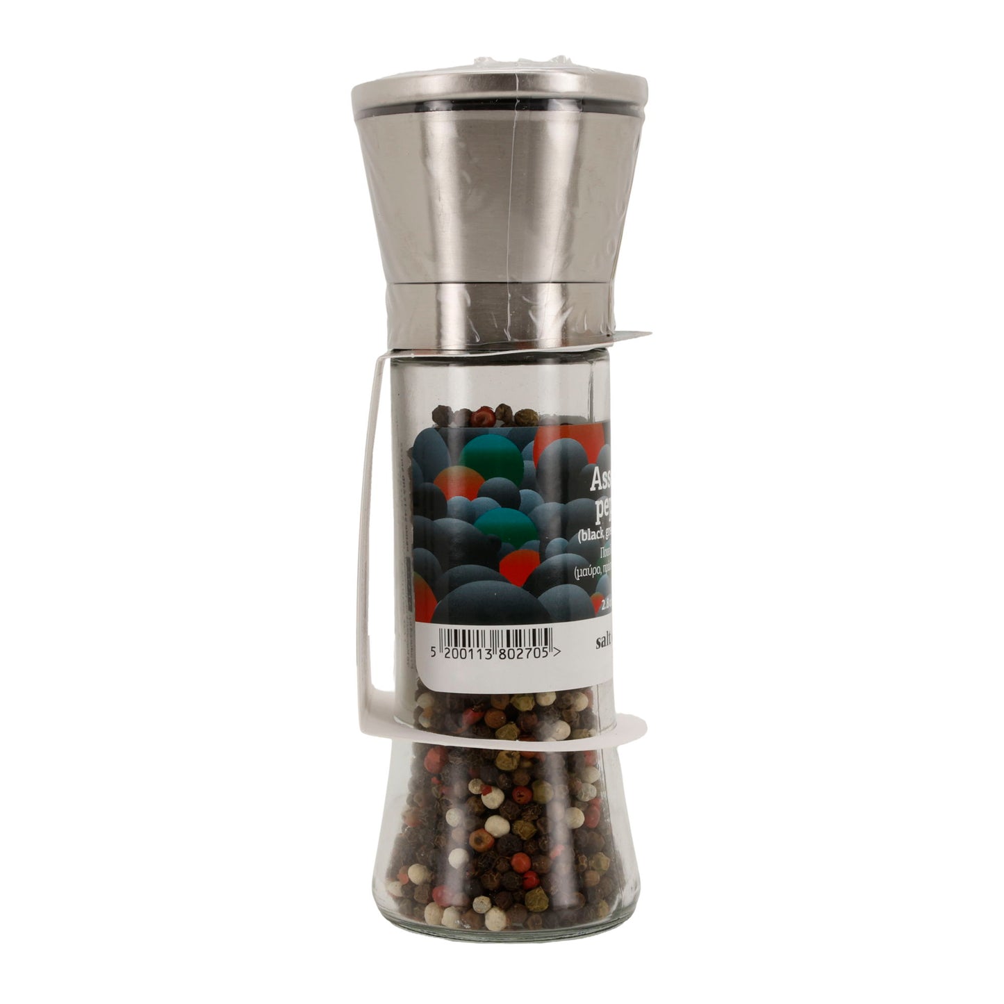 Pfeffermühle Salt Odyssey | Bunte Pfeffermischung | Schwarz, Grün, Weiß, Rot | 80 g Mühle