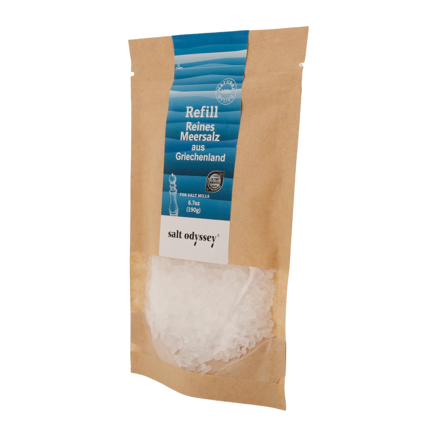 Salz Salt Odyssey | Reines grobes Meersalz Nachfüllpackung | 100 % Natur | 190 g