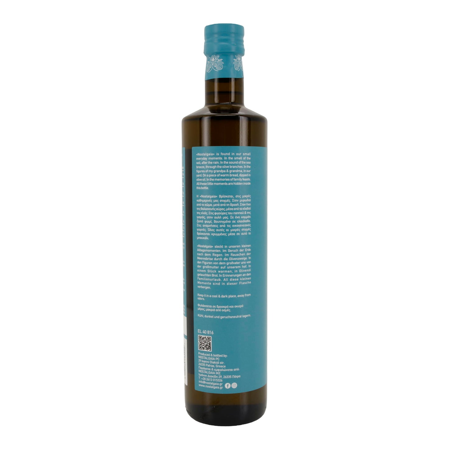 Bio-Olivenöl extra nativ | Nostalgia | Koroneiki Sorte | 750 ml – kaltgepresst, Griechenland, BIO-zertifiziert
