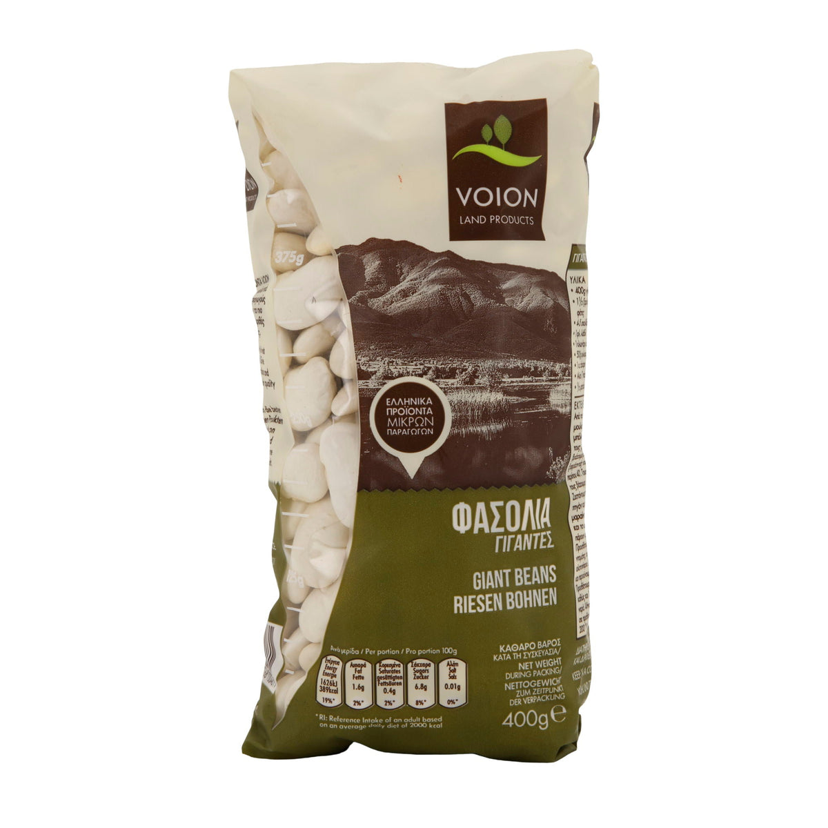 Hülsenfrucht Voion | Riesenbohnen | Griechisch, extra groß, aus Kleinbauernanbau | 400 g Voion