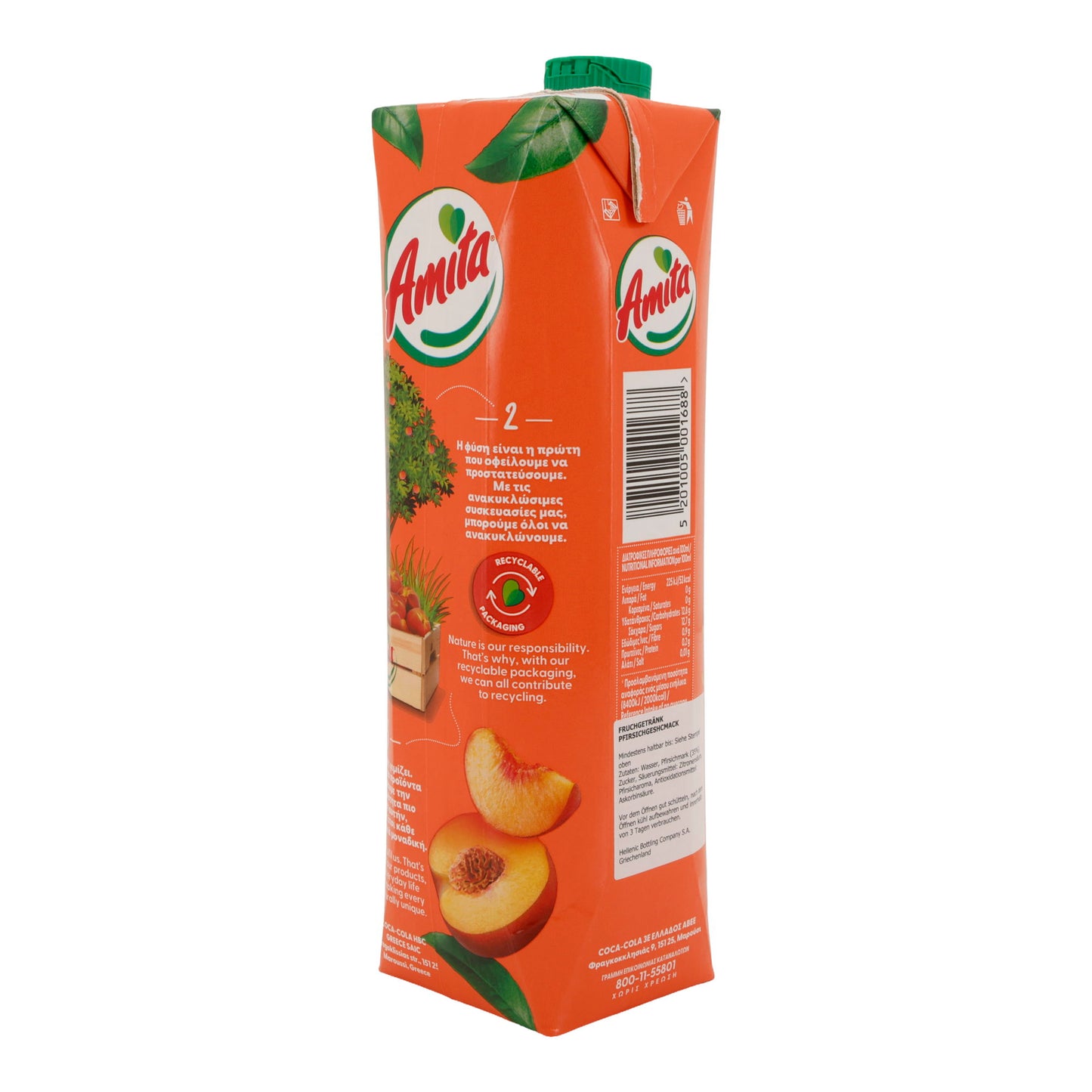Amita | Pfirsichsaftgetränk 43 % | aromatischer Pfirsich-Geschmack, Tetra Pak 1 L