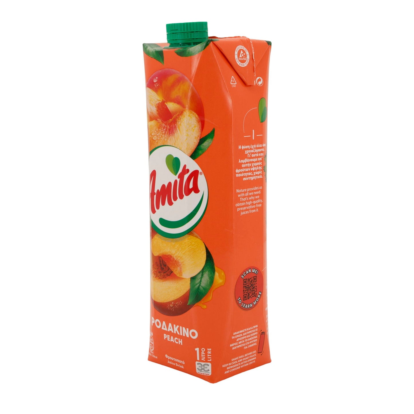 Amita | Pfirsichsaftgetränk 43 % | aromatischer Pfirsich-Geschmack, Tetra Pak 1 L Amita