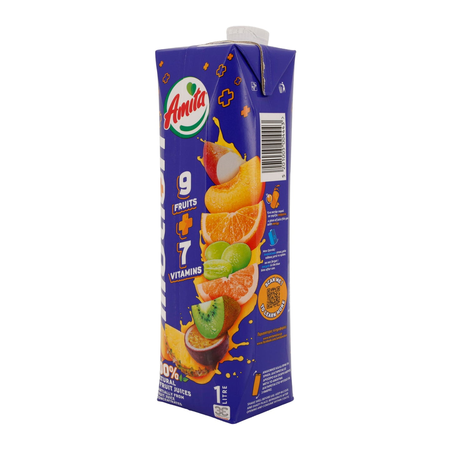 Amita motion | 100 % Multivitaminsaft | 9 Früchte + 7 Vitamine | 1 Liter
