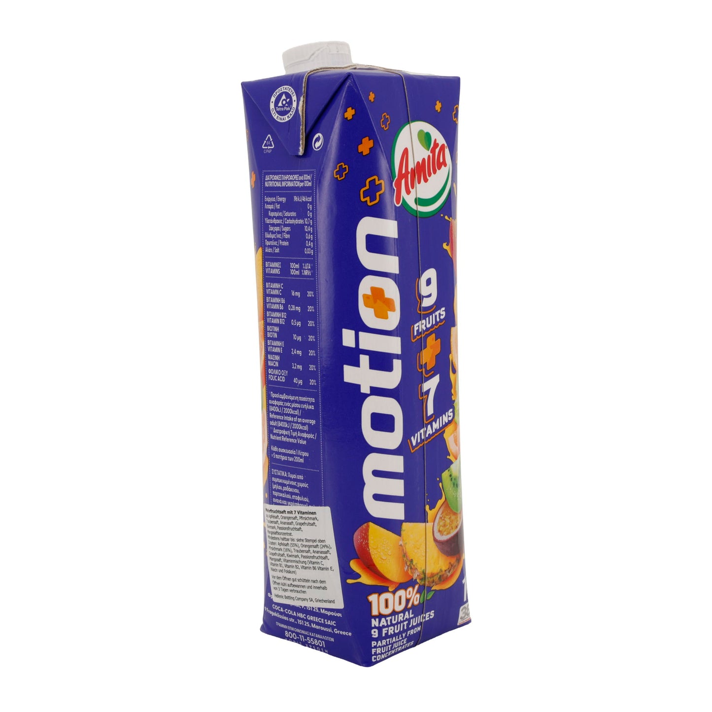 Amita motion | 100 % Multivitaminsaft | 9 Früchte + 7 Vitamine | 1 Liter