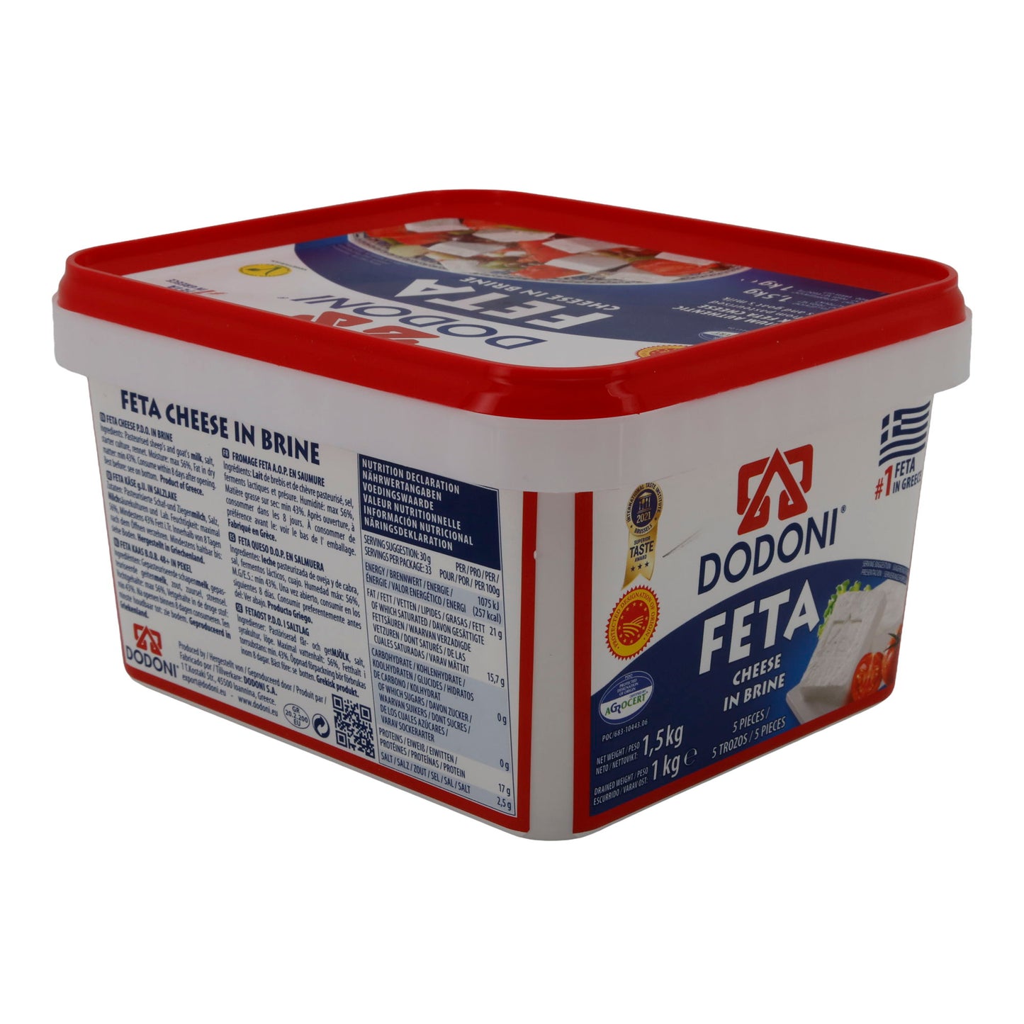 Formaggio Feta Dodoni Feta Käse | Formaggio | Formaggio Feta greco premium in salamoia g.U. | 1,5 kg