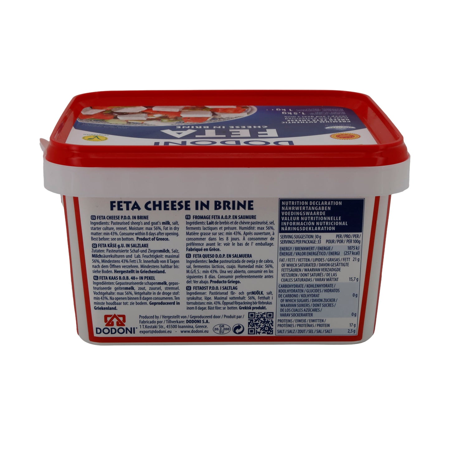 Formaggio Feta Dodoni Feta Käse | Formaggio | Formaggio Feta greco premium in salamoia g.U. | 1,5 kg
