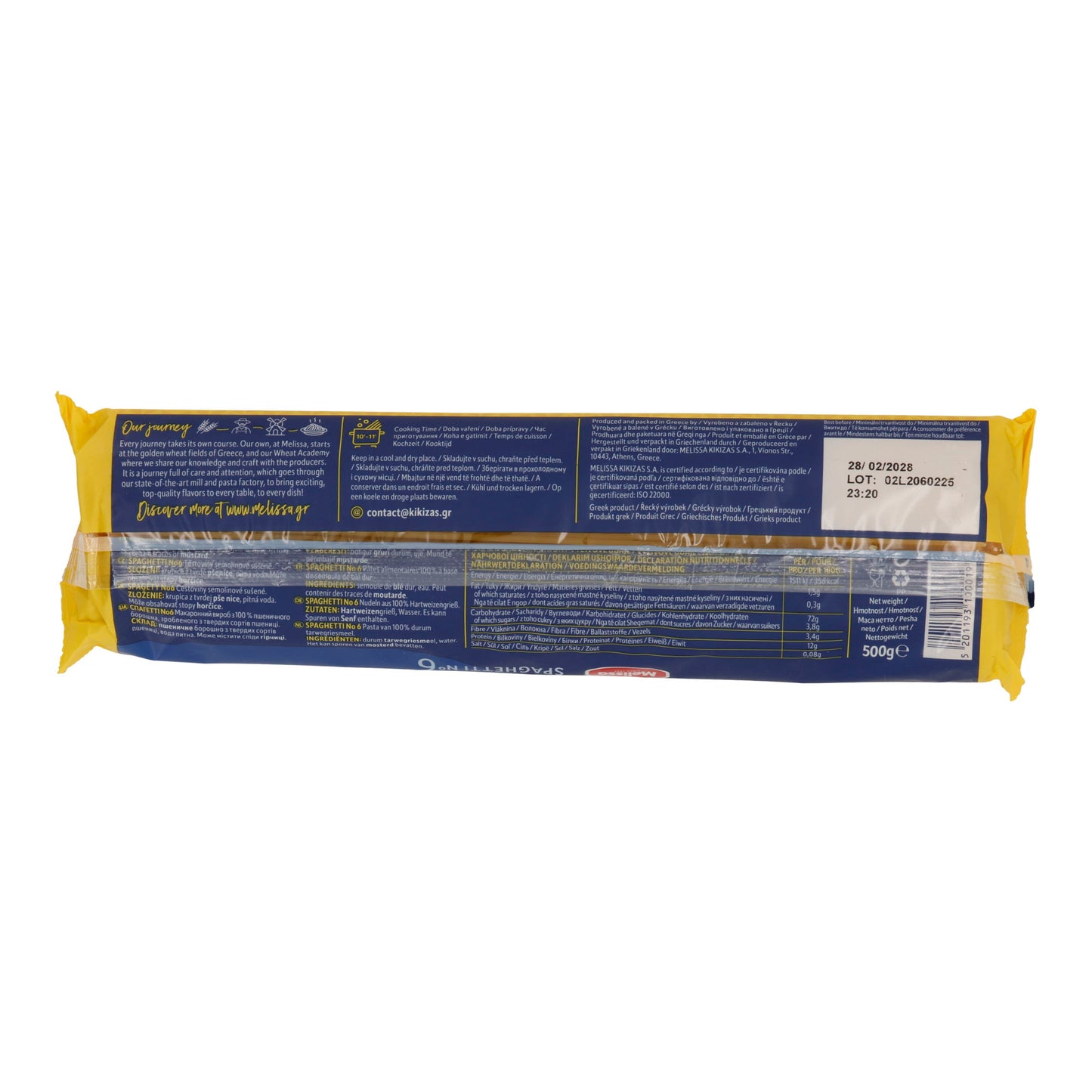 Pasta Melissa | Spaghetti No. 6 | Klassische griechische Hartweizennudeln, bissfest | 500 g