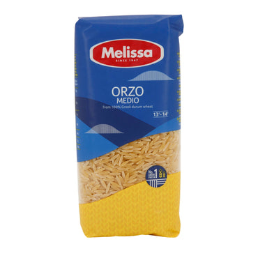 Pasta Melissa | Orzo Medio | Reisförmige griechische Nudeln, ideal für Giouvetsi | 500 g Melissa