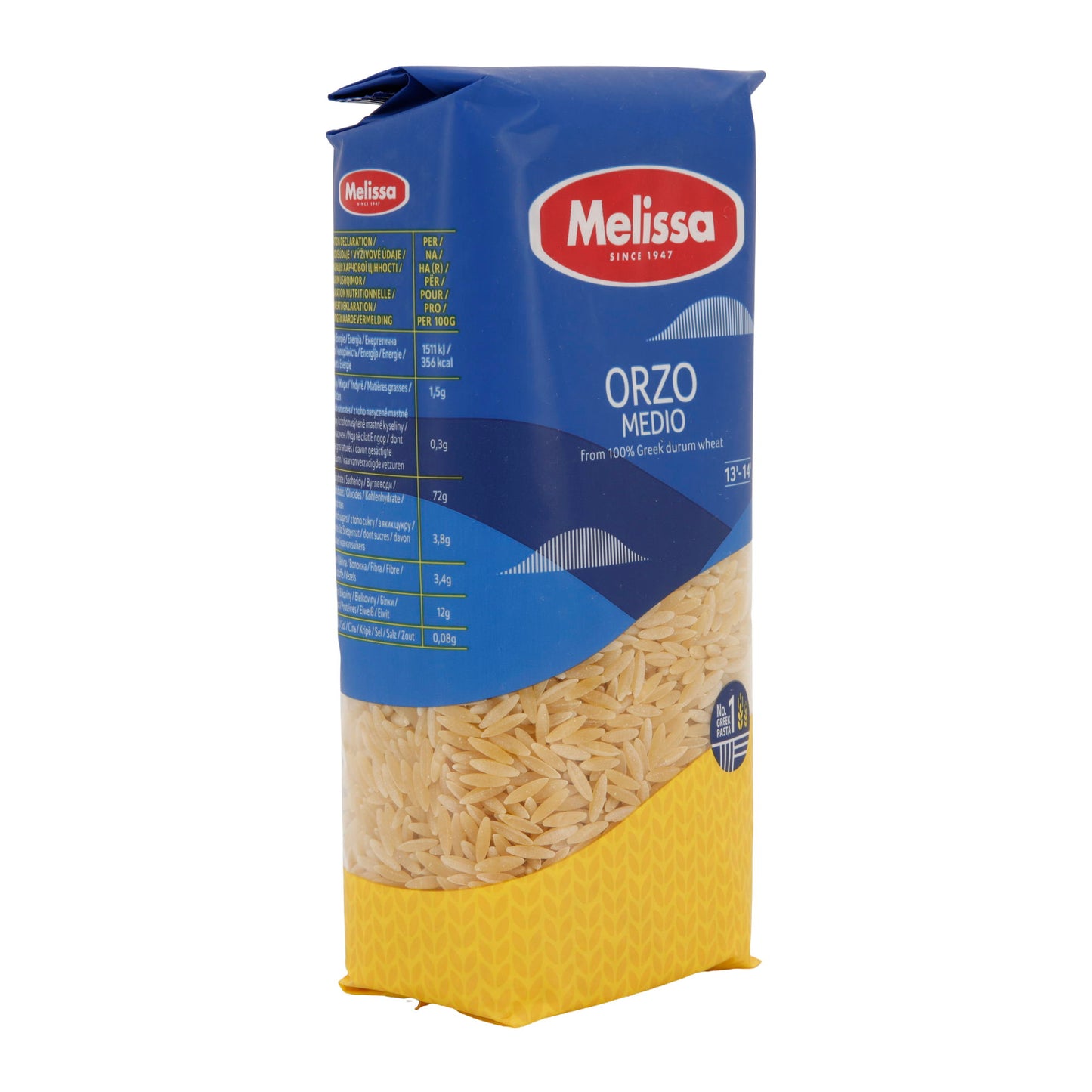Pasta Melissa | Orzo Medio | Reisförmige griechische Nudeln, ideal für Giouvetsi | 500 g
