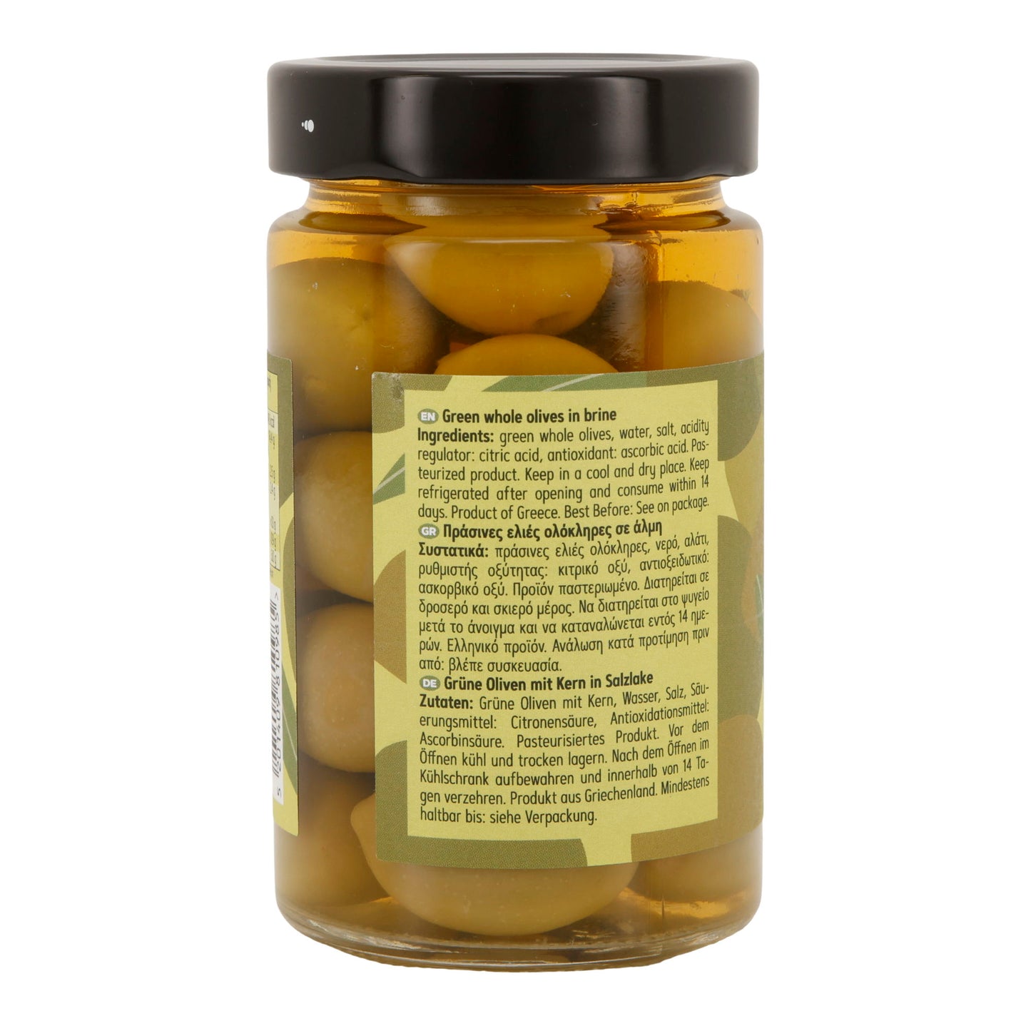 Grüne Oliven Olymp | Ganze Chalkidiki-Oliven mit Kern | Vegan, Glutenfrei, Non-GMO | 320 g Glas