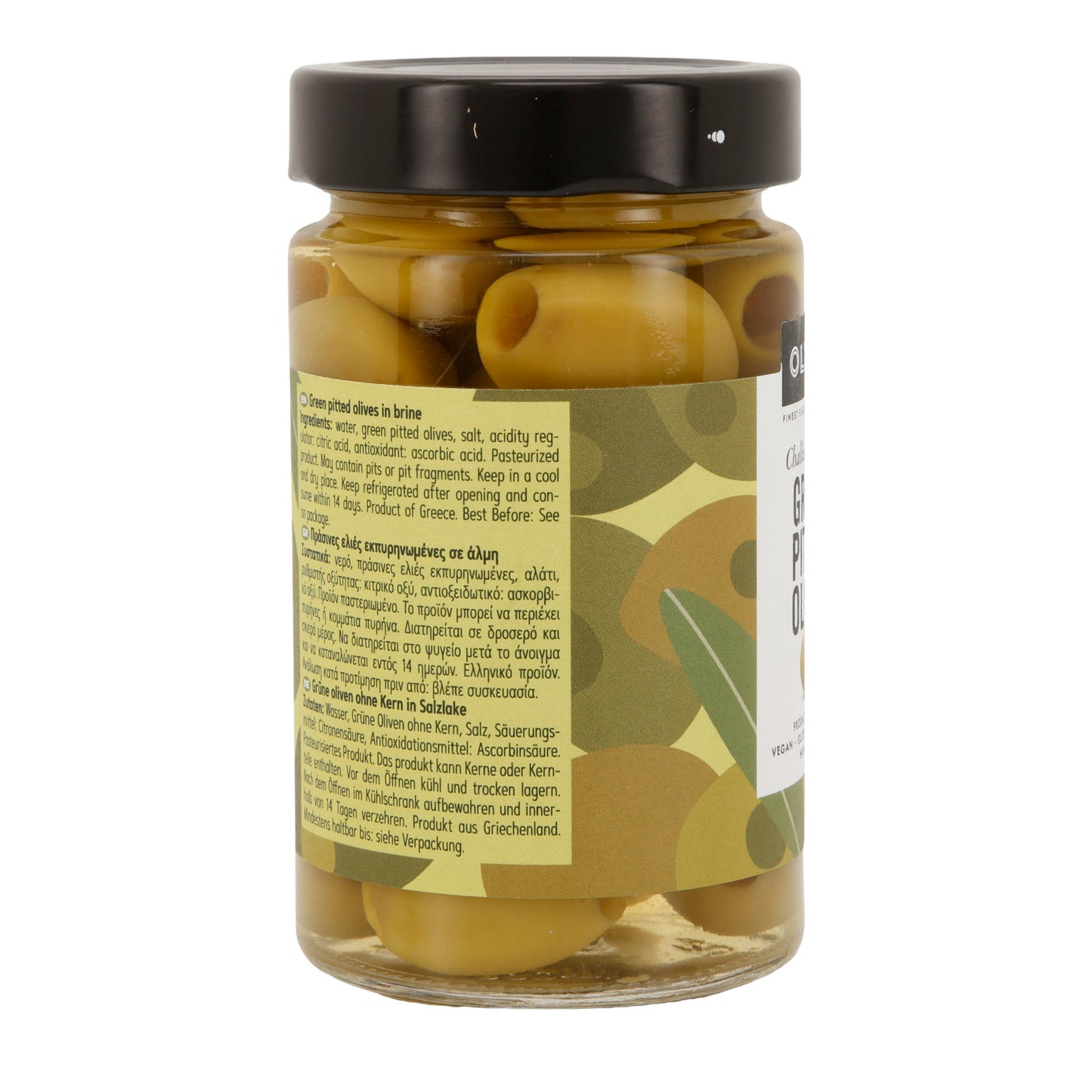 Grüne Oliven Olymp | Chalkidiki entsteint | Vegan, Glutenfrei, Non-GMO | 320 g Glas