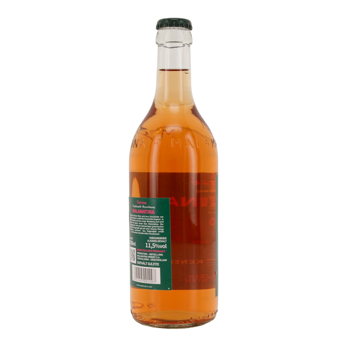 Malamatina Retsina Rosé | Griechischer trockener Roséwein | 11,5 % vol | 500 ml