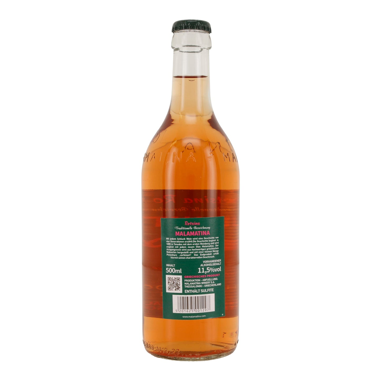 Malamatina Retsina Rosé | Griechischer trockener Roséwein | 11,5 % vol | 500 ml